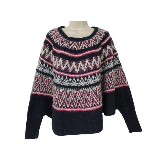 Sleeping on Snow Sweater Womens XS Small Midland Fair Isle Poncho Pullover Wool - Picture 1 of 13
